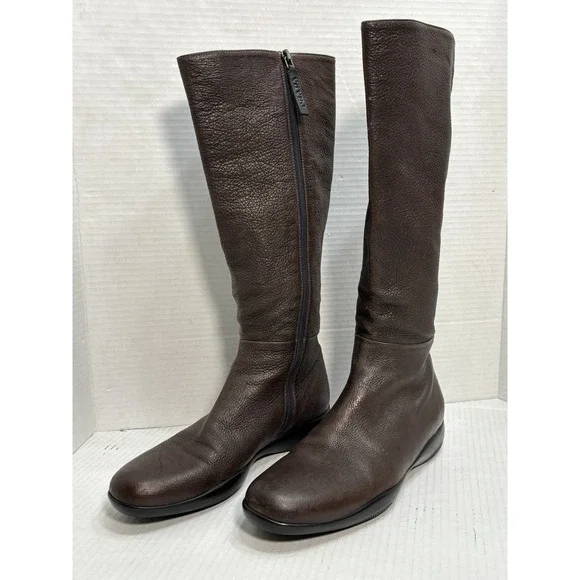 Prada Sport Linea Rossa Brown Leather Knee High Boots Womens 38 Made In Italy - Picture 7 of 14